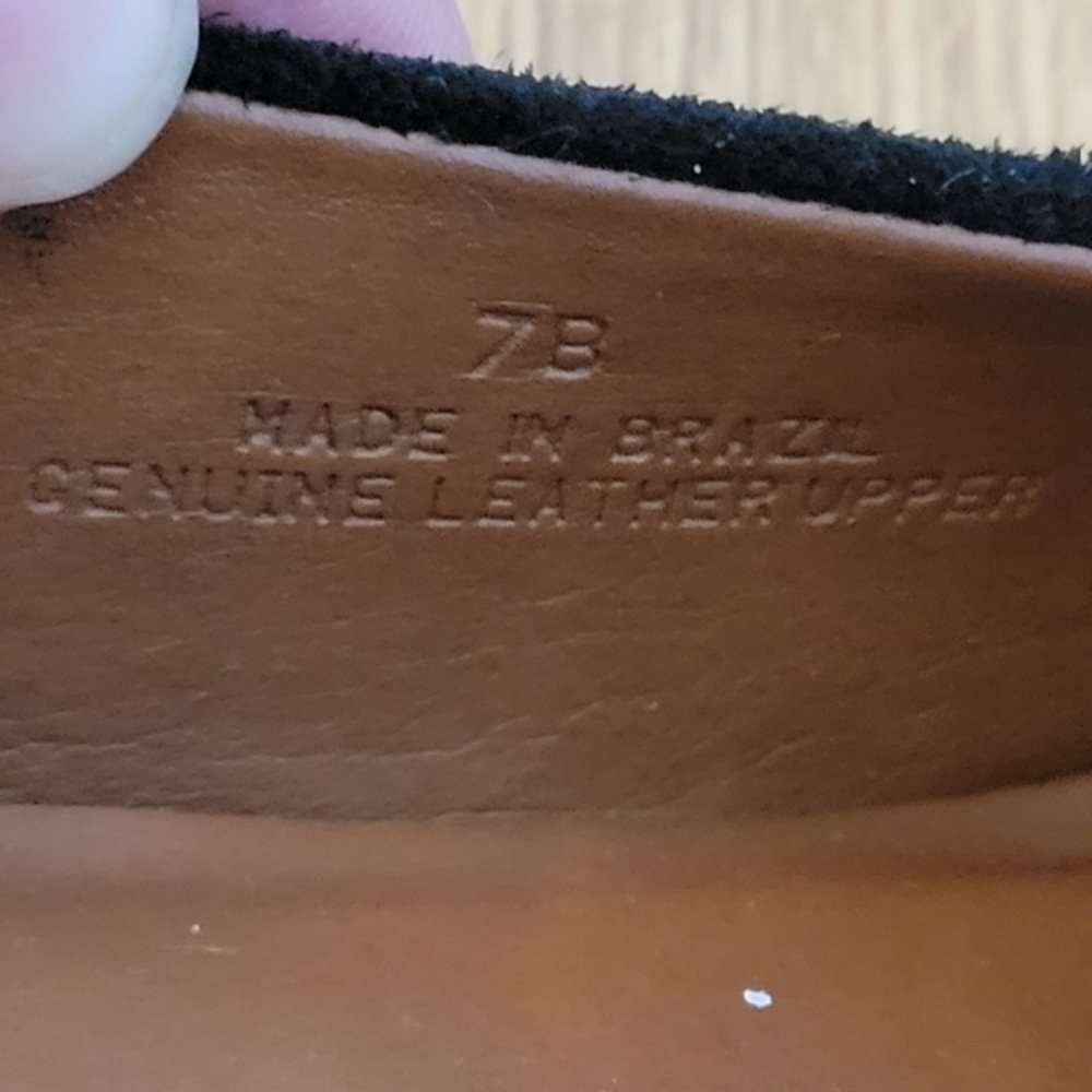 Talbots Piper 2 Women's Suede Heeled Loafers Black Size 7B Gold Chain Stitching‎ - Picture 11 of 11